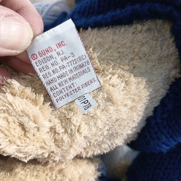 Gund Plush 13" Teddy Bear with Blue Sweater "Cheerleader" 41896 - Picture 4 of 12